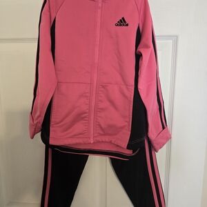 Adidas Pink and Black Activewear Set Like New Girls Size 6